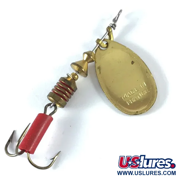 Vintage   Mepps Aglia 2, 3/16oz Red / White / Brass spinning lure #3651