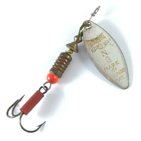 Vintage Mepps Aglia Long 2, 1/4oz Nickel / Blue spinning lure #3653