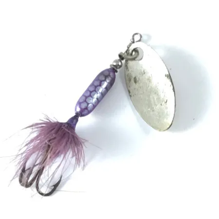 Vintage Yakima Bait Worden’s Original Rooster Tail, 3/32oz Silver / purple spinning lure #3654