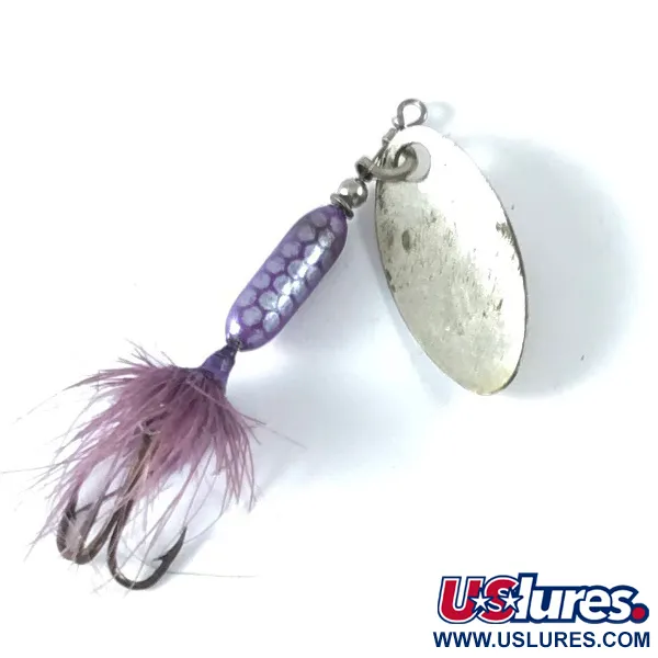 Vintage  Yakima Bait Worden’s Original Rooster Tail, 3/32oz Silver / purple spinning lure #3654