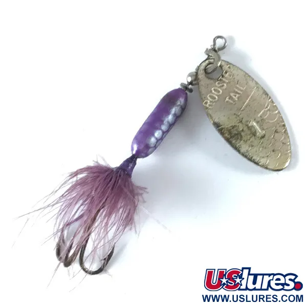 Vintage  Yakima Bait Worden’s Original Rooster Tail, 3/32oz Silver / purple spinning lure #3654