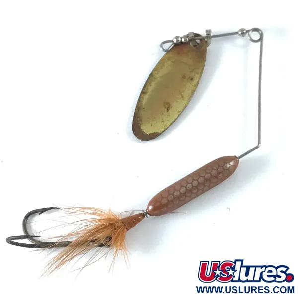 Vintage  Yakima Bait Worden’s Original Rooster Tail, 1/4oz Brass / Brown spinning lure #3659