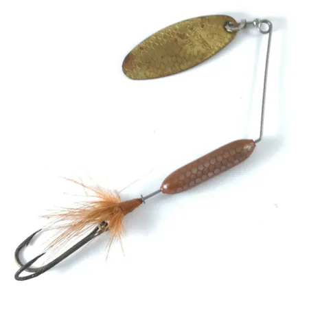 Vintage Yakima Bait Worden’s Original Rooster Tail, 1/4oz Brass / Brown spinning lure #3659