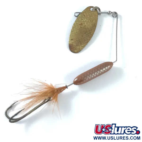 Vintage  Yakima Bait Worden’s Original Rooster Tail, 1/4oz Brass / Brown spinning lure #3659