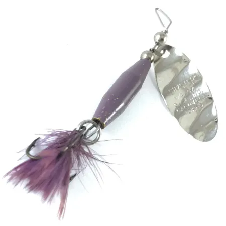 Vintage Glen Evans Shyster, 1/4oz Nickel / purple spinning lure #3662