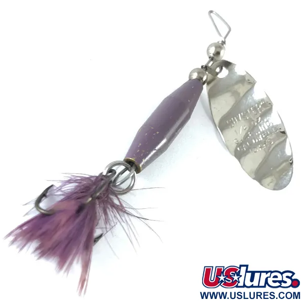 Vintage   Glen Evans Shyster, 1/4oz Nickel / purple spinning lure #3662