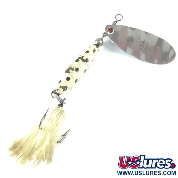 Vintage   Glen Evans Shyster, 1/4oz Nickel / White spinning lure #3664