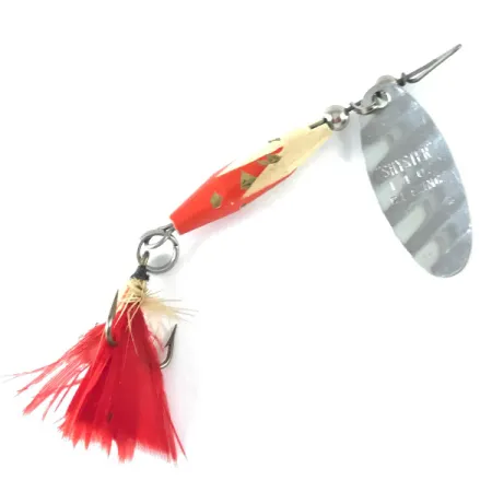 Vintage Glen Evans Shyster, 1/4oz Nickel / Red / White spinning lure #3666