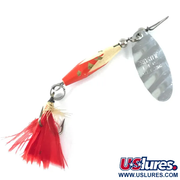 Vintage   Glen Evans Shyster, 1/4oz Nickel / Red / White spinning lure #3666