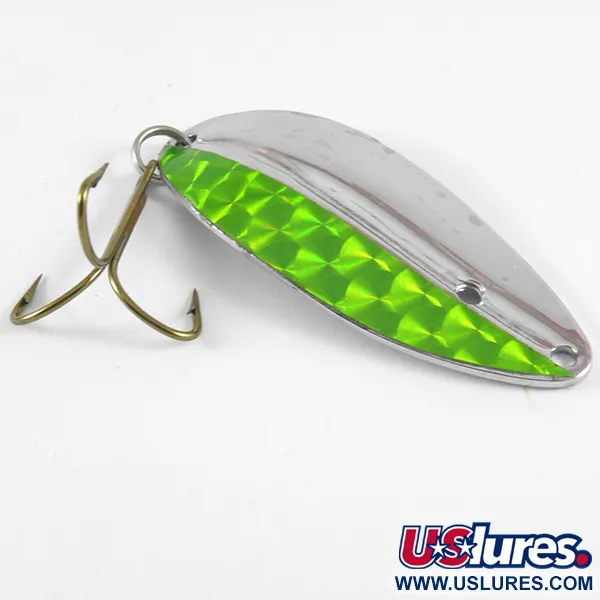 Vintage  TODDCO Main liner , 2/5oz Nickel / Green fishing spoon #3670
