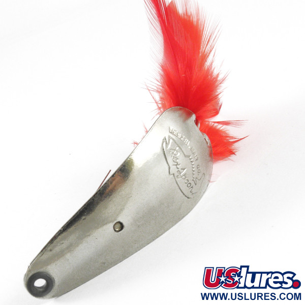 Vintage   Weezel bait Rex Spoon, 2/5oz Nickel / Red fishing spoon #3673