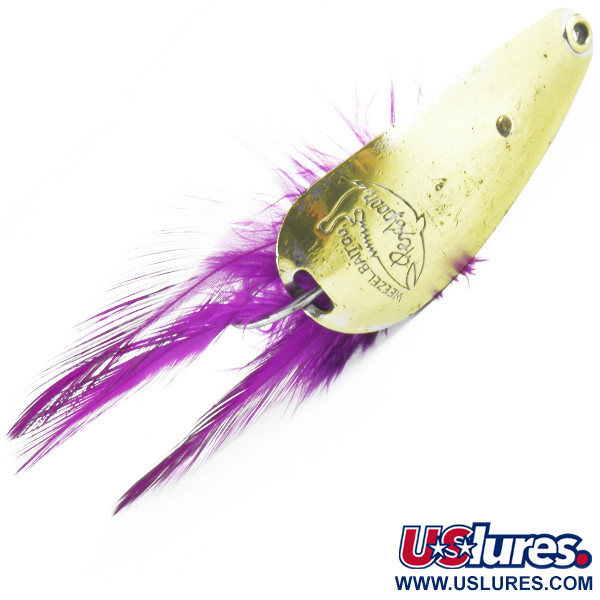 Vintage   Weezel bait Rex Spoon, 2/5oz Brass / Nickel / purple fishing spoon #3674