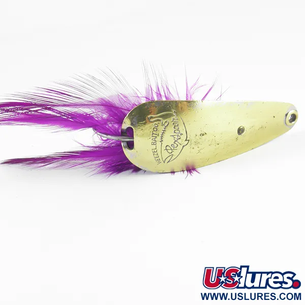 Vintage Weezel bait Rex Spoon, 2/5oz Brass / Nickel / purple fishing spoon #3674