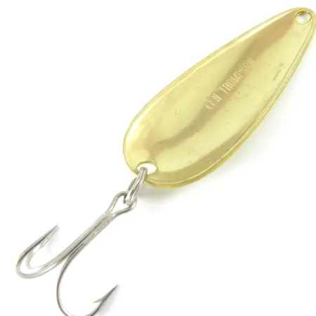 Vintage Len Thompson #1, 3/4oz Five of diamonds (Yellow / Red / Brass) fishing spoon #3682