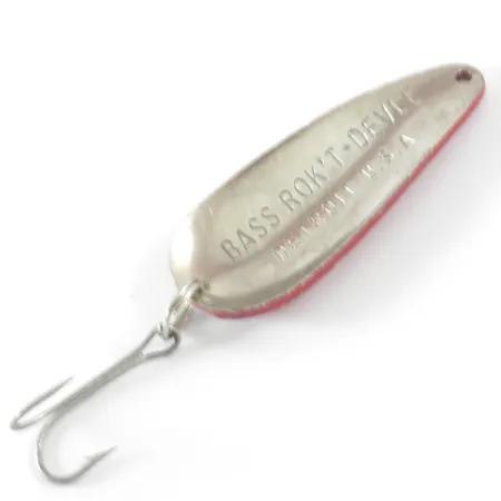 Vintage Eppinger Dardevle Bass Rok'T-Devle, 2/3oz Red / White / Nickel fishing spoon #3709