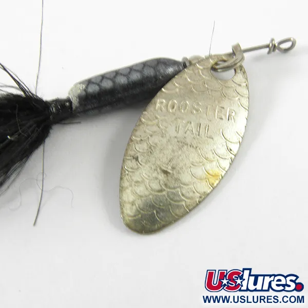 Vintage  Yakima Bait Worden’s Original Rooster Tail 1, 3/32oz Silver / Black spinning lure #3712