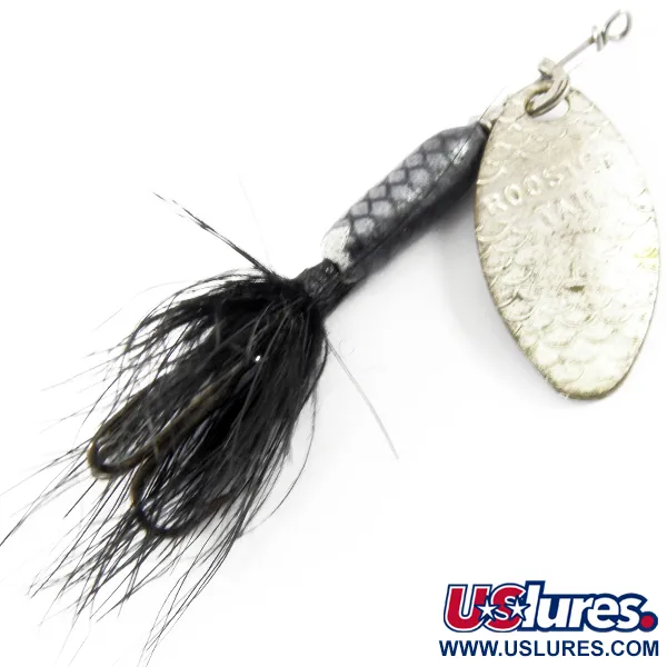 Vintage  Yakima Bait Worden’s Original Rooster Tail 1, 3/32oz Silver / Black spinning lure #3712
