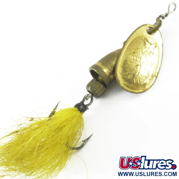Vintage Blue Fox Super Vibrax 1 Foxtail, 1/8oz Brass spinning lure #3713