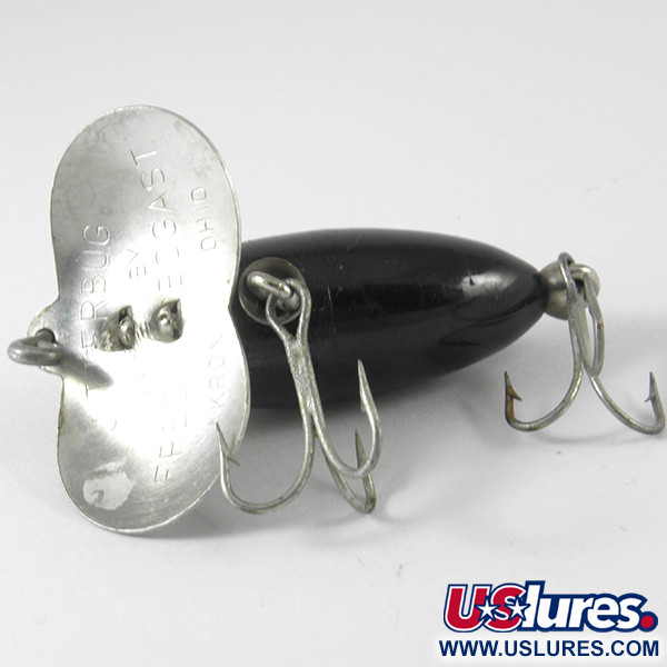 Vintage   Fred Arbogast Jitterbug , 1/4oz Black / Silver fishing lure #3722