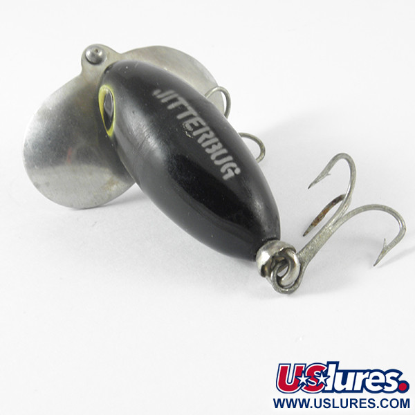 Vintage   Fred Arbogast Jitterbug , 1/4oz Black / Silver fishing lure #3722