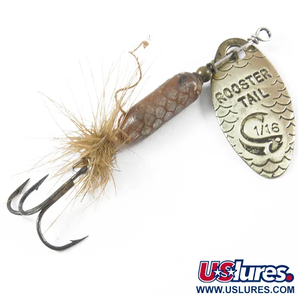 Vintage  Yakima Bait Worden’s Original Rooster Tail, 3/32oz Brass spinning lure #3739