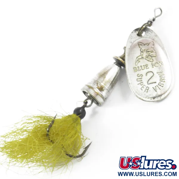 Vintage Blue Fox Super Vibrax 2​ Foxtail, 3/16oz Silver spinning lure #3744