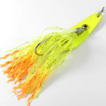 Vintage Northland Weedless Jaw-Breaker UV, 1/2oz Fluorescent Yellow / Orange UV Glow in UV light, Fluorescent fishing spoon #3756