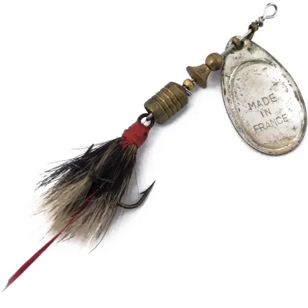 Vintage Mepps Aglia 2 dressed (squirrel tail), 3/16oz Silver spinning lure #3763