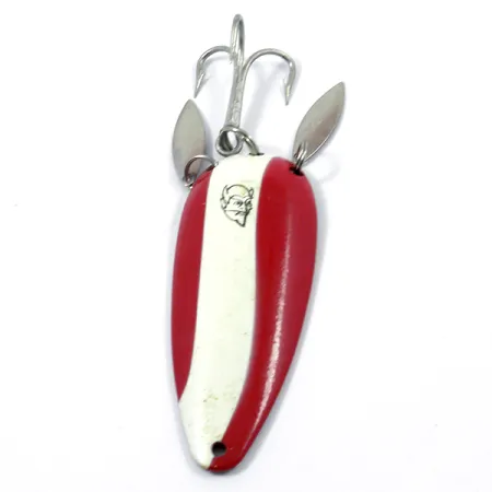 Vintage Eppinger Dardevle Dardevlet Klicker, 3/4oz Red / White / Brass fishing spoon #3778