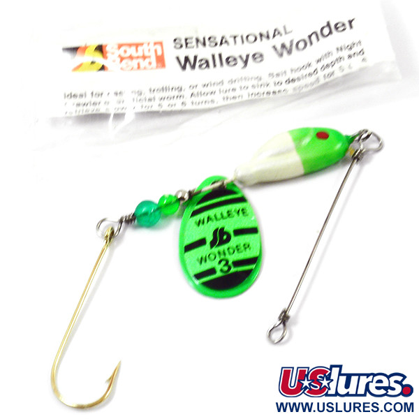  South Bend  Walleye Wonder 3, 3/5oz Green spinning lure #3789