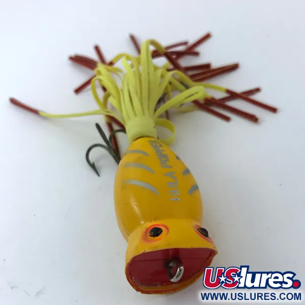 Vintage   Fred Arbogast Hula Popper, 1/4oz Yellow fishing lure #3798