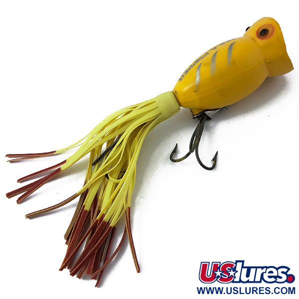 Vintage   Fred Arbogast Hula Popper, 1/4oz Yellow fishing lure #3798