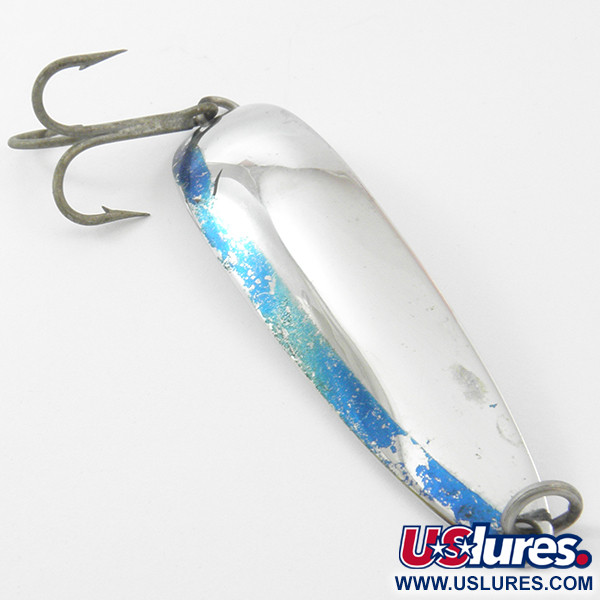 Vintage  Luhr Jensen Krocodile Die #5, 3/4oz Nickel / Blue fishing spoon #3804