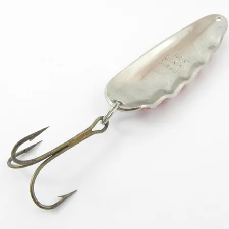 Vintage Lucky Strike Nickel Half Wave, 1/2oz Nickel / Red / White fishing spoon #3806