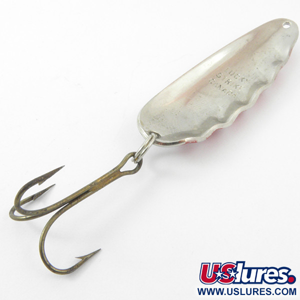 Vintage   Lucky Strike Nickel Half Wave, 1/2oz Nickel / Red / White fishing spoon #3806