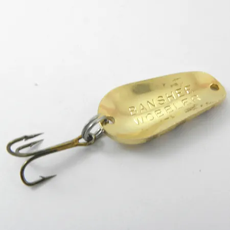 Vintage Lucky Strike Banshee wobbler, 1/4oz Gold / Black fishing spoon #3814