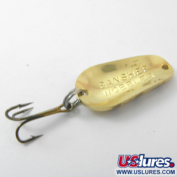 Vintage Lucky Strike Banshee wobbler, 1/4oz Gold / Black fishing spoon #3814