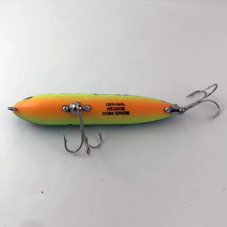 Vintage Heddon Zara Spook, 3/5oz Fire Tiger fishing lure #3840