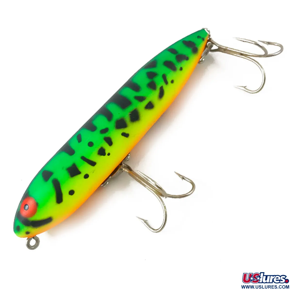 Vintage Heddon Zara Spook, 3/5oz Fire Tiger fishing lure #3840