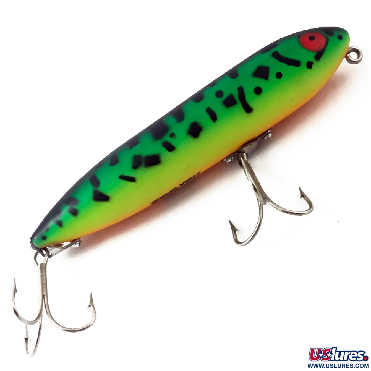 Vintage Heddon Zara Spook, 3/5oz Fire Tiger fishing lure #3840