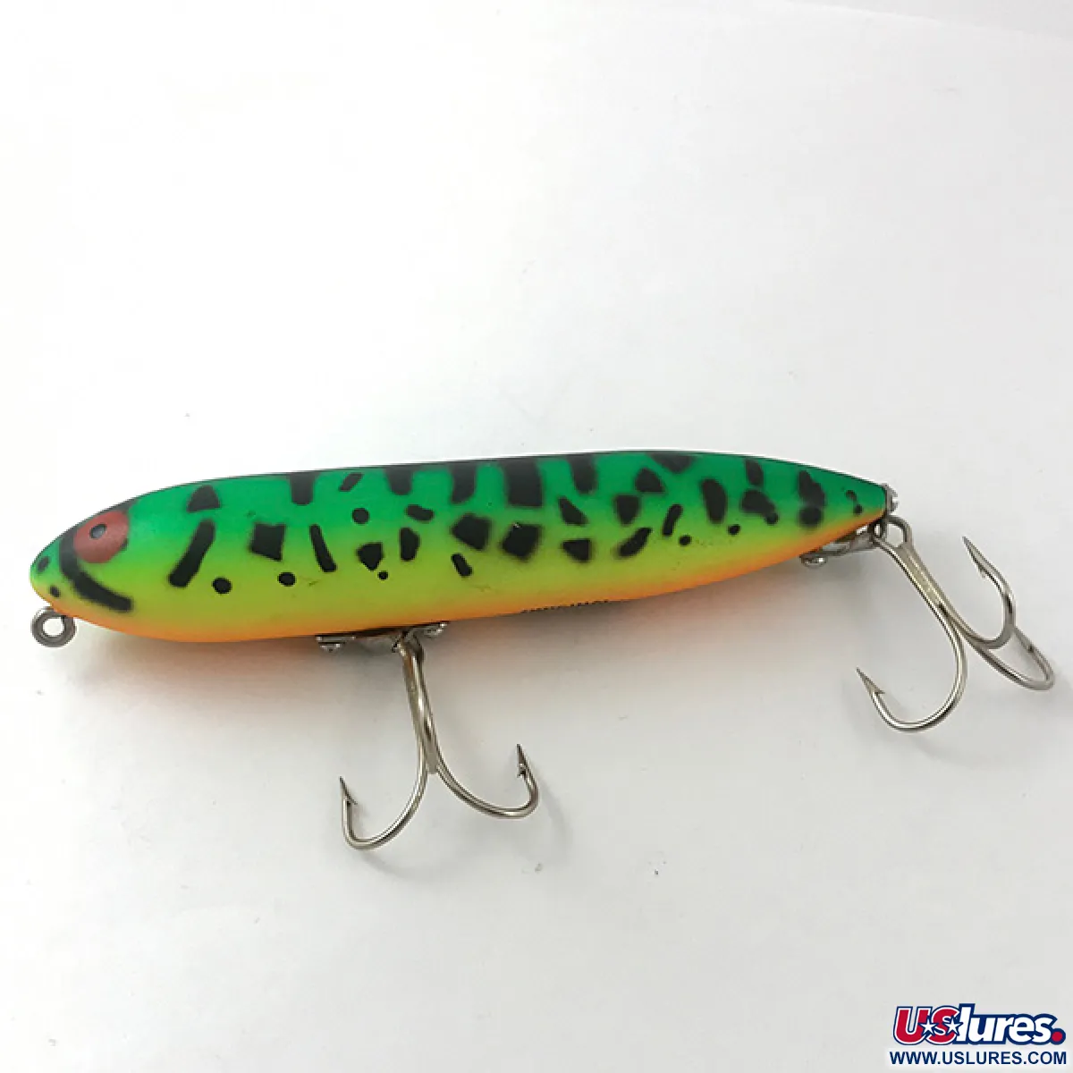 Vintage Heddon Zara Spook, 3/5oz Fire Tiger fishing lure #3840