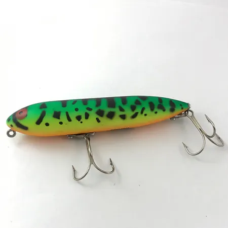 Vintage Heddon Zara Spook, 3/5oz Fire Tiger fishing lure #3840