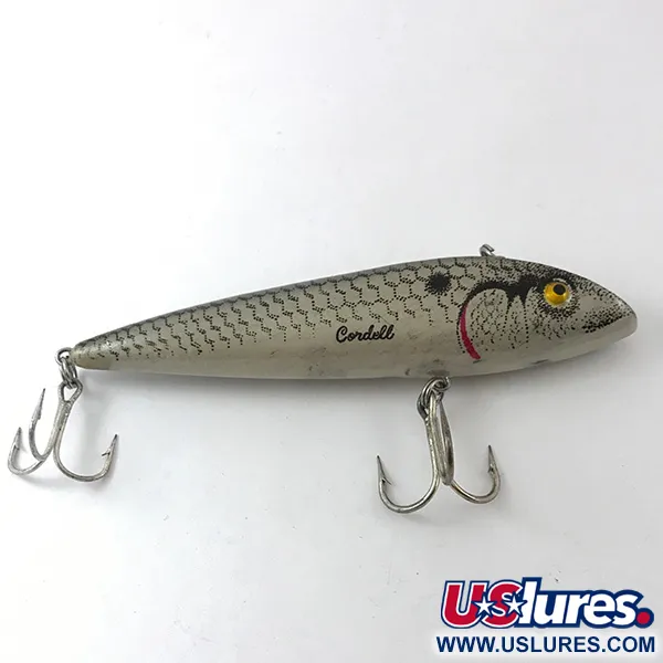 Vintage  Cotton Cordell Cordell Ratt'l Spot Minnow, 2/3oz Gray Pearl fishing lure #3841