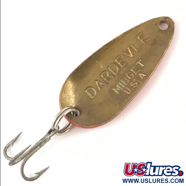 Vintage  Eppinger Dardevle Midget, 3/16oz Red / Black / Brass fishing spoon #3860