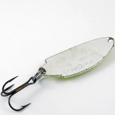 Vintage Thomas Buoyant UV, 3/16oz Chartreuse / White UV Fluorescent fishing spoon #3869
