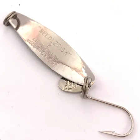 Vintage Luhr Jensen Needlefish 2, 3/32oz Black / White / Nickel fishing spoon #3889