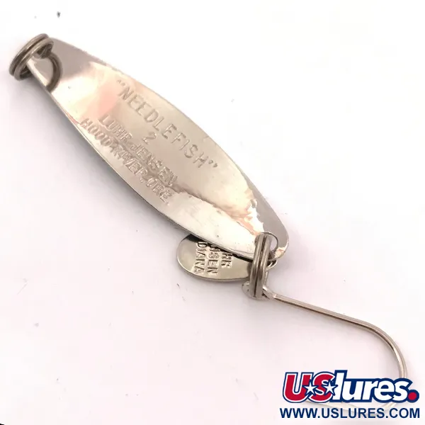 Vintage Luhr Jensen Needlefish 2, 3/32oz Black / White / Nickel fishing spoon #3889