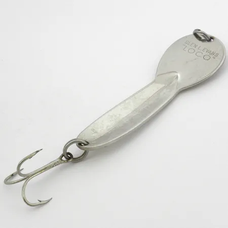 Vintage Glen Evans Loco 4, 3/4oz White Pearl fishing spoon #3900