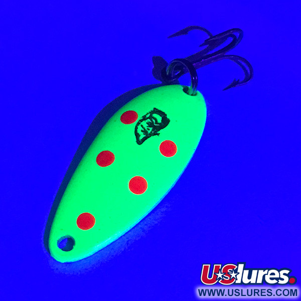  Eppinger Dardevle Devle Dog 5200 UV, 1/4oz Fluorescent Yellow UV Glow in UV light, Fluorescent fishing spoon #4785