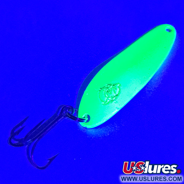  Eppinger Dardevle Cop-E-Cat 7300, 1/3oz Chartreuse / Nickel UV Glow in UV light, Fluorescent fishing spoon #3941
